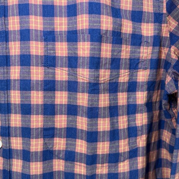 J.CREW Secret Wash Slim Fit Button Down Shirt Mens Small Orange Blue Plaid NWT - Picture 6 of 14